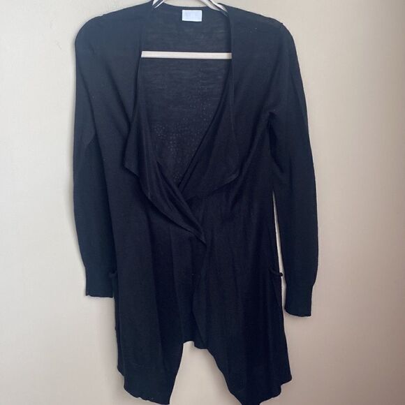 Vila Clothes Black Waterfall Cardigan Sweater M - Picture 1 of 8